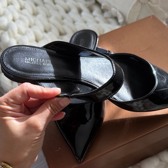 Michael Kors Black Patent Leather Mules - Picture 2 of 4